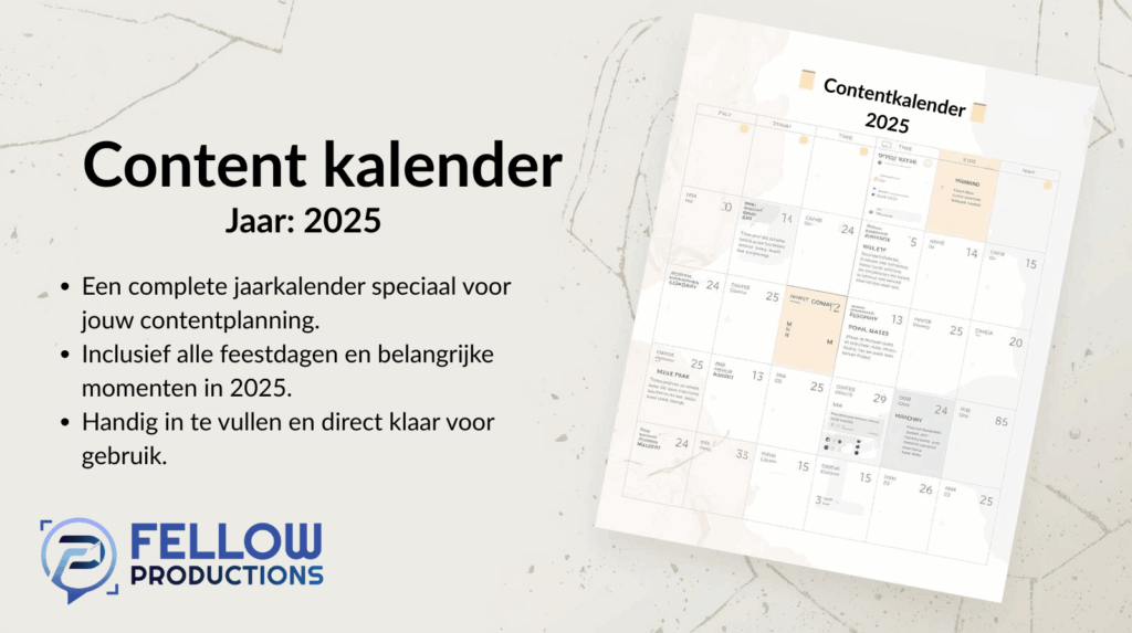 Gratis Contentkalender template van Fellow Productions